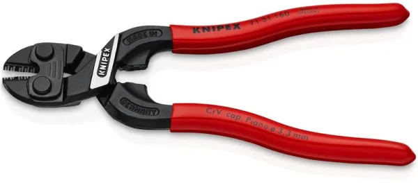 Knipex KNIPEX CoBoltÂ® S Kompakt bultsax med urtag i skäret, svart atramenterad, med plastöverdrag 160 mm