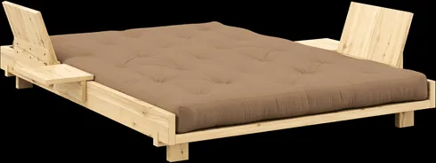 Karup Design Social bäddsoffa med 2 ryggstöd, sidobord & madrass 140x200 Mocca/Klarlackad